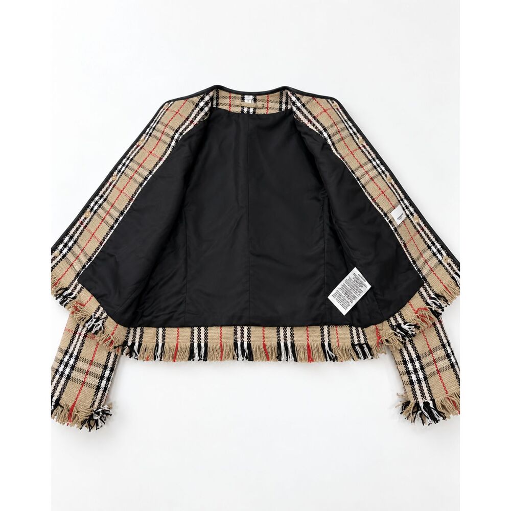 BURBERRY Upney Vintage Check Bouclé Collarless Jacket, Size 4 - Picture 5 of 10